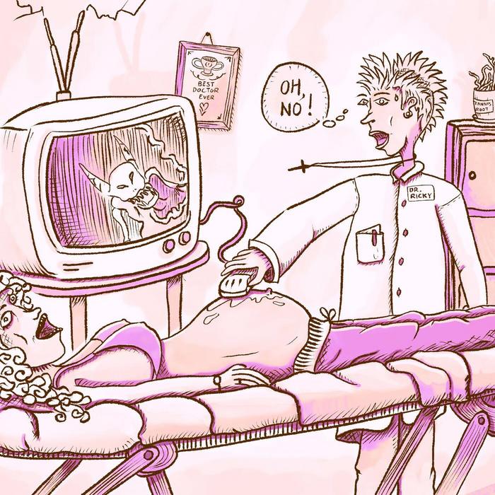 Un docteur fait une échographie à une patiente. Surprise ! À l’écran se montre un diable.